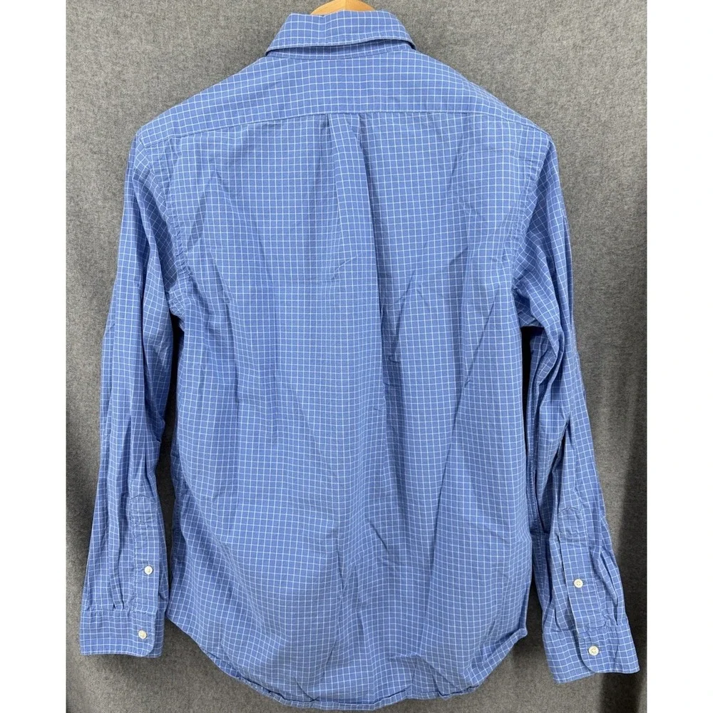 Polo Ralph Lauren Blue White Plaid Check Button Down Mens Medium Long Sleeve